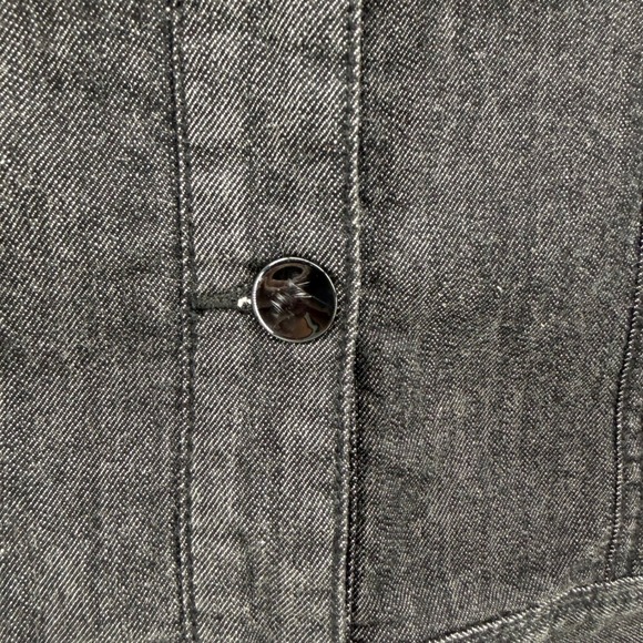 Chicos Womens Denim Jacket Black Embellished Rhinestone Studded Western Size 3 - Picture 8 of 8